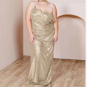 Revelry Jade Sequin Dress in Champagne Gold